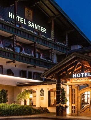 Hotel Santer in Toblach at evening