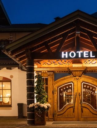 Hotel Santer in Toblach at evening