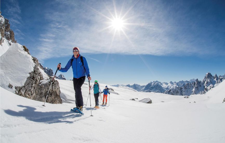 Winter vacation in Toblach: snowshoe hiking