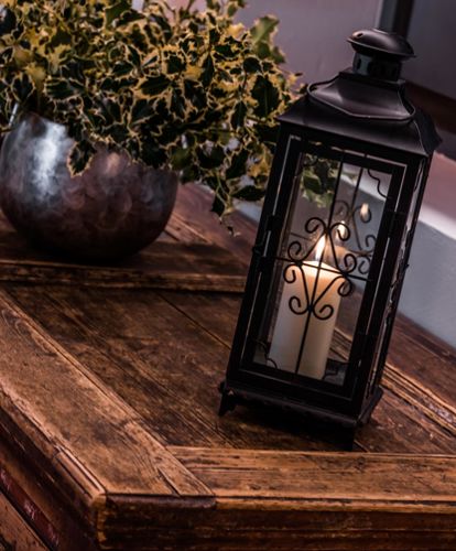 A lantern in the dining room