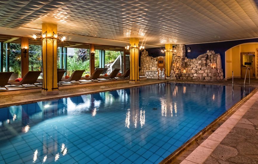 Das Hallenbad unseres Hotels in Toblach