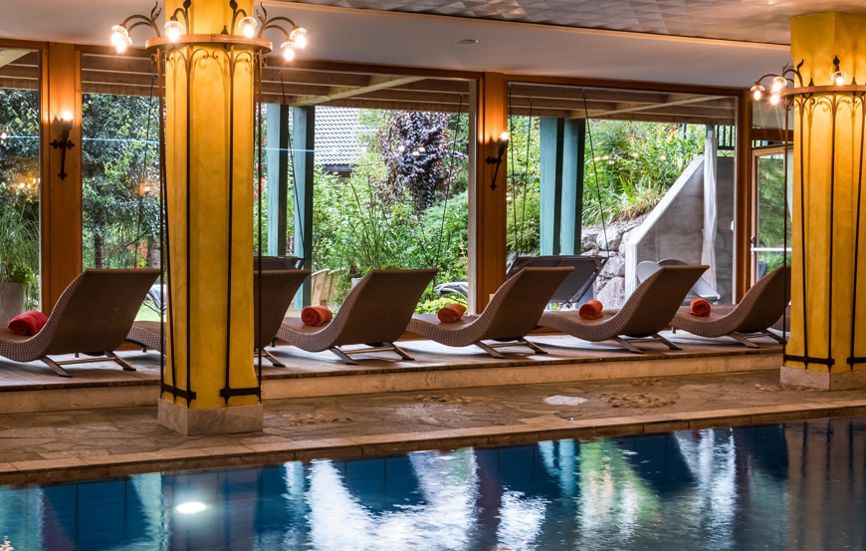 The indoor pool of our hotel in Toblach